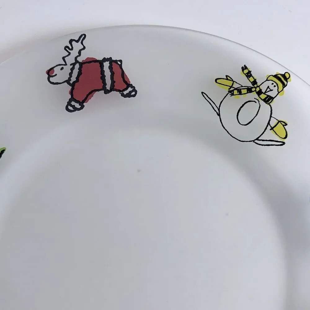 Vintage Dartington Designs Frosted Glass Holiday Winter Christmas Platter 80s